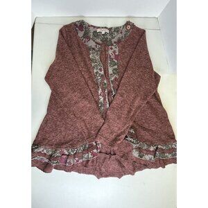Joe Browns Jacket Artsy Bohemian Womens Size 18 Red Ruffle Trim Cottagecore